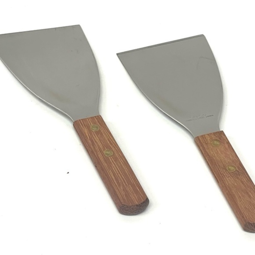 Stainless Steel Grill Scraper Set with Wooden Handles